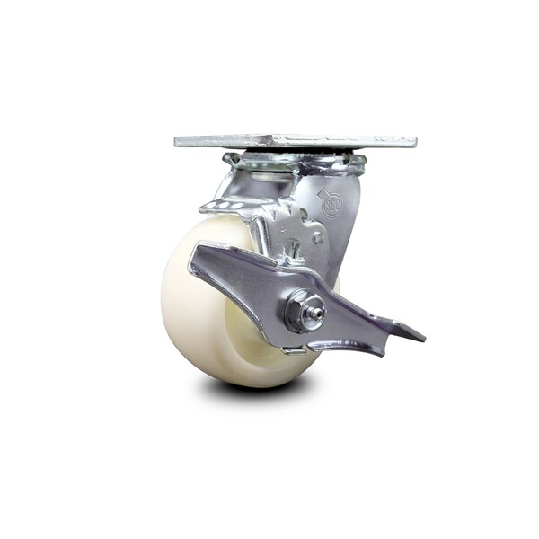 4 Inch Nylon Swivel Caster with Roller Bearing and Brake